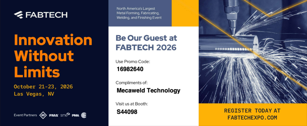 Mecaweld showcasing industrial welding camera technology at FABTECH, highlighting solutions for real-time weld monitoring and inspection.